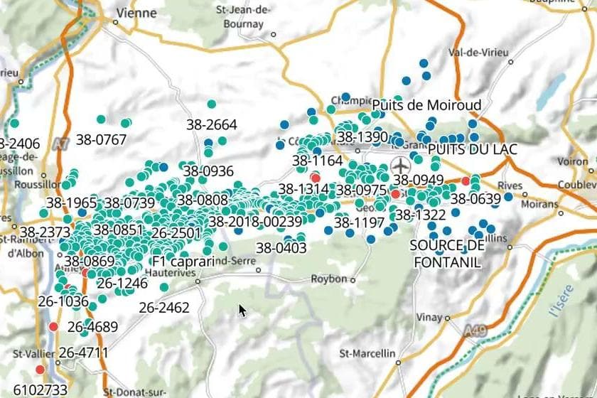 Carte des points de prélèvement du SAGE Bièvre Liers Valloire